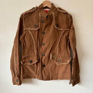 Y2K Abercrombie & Fitch Brown Distressed Jacket - Size Small